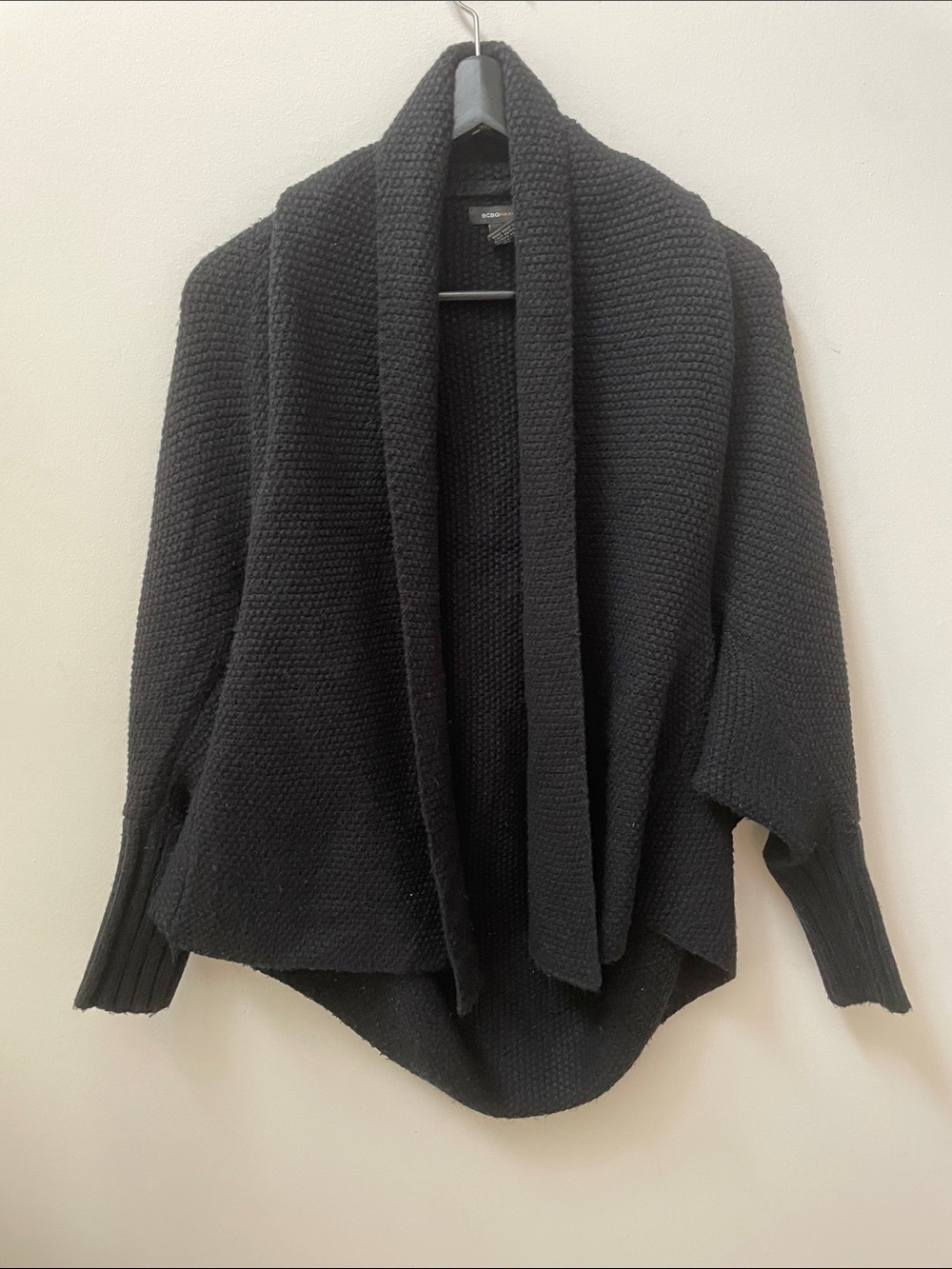 BCBGMaxAzria Cocoon Shawl Knit Black Cardigan Sweater